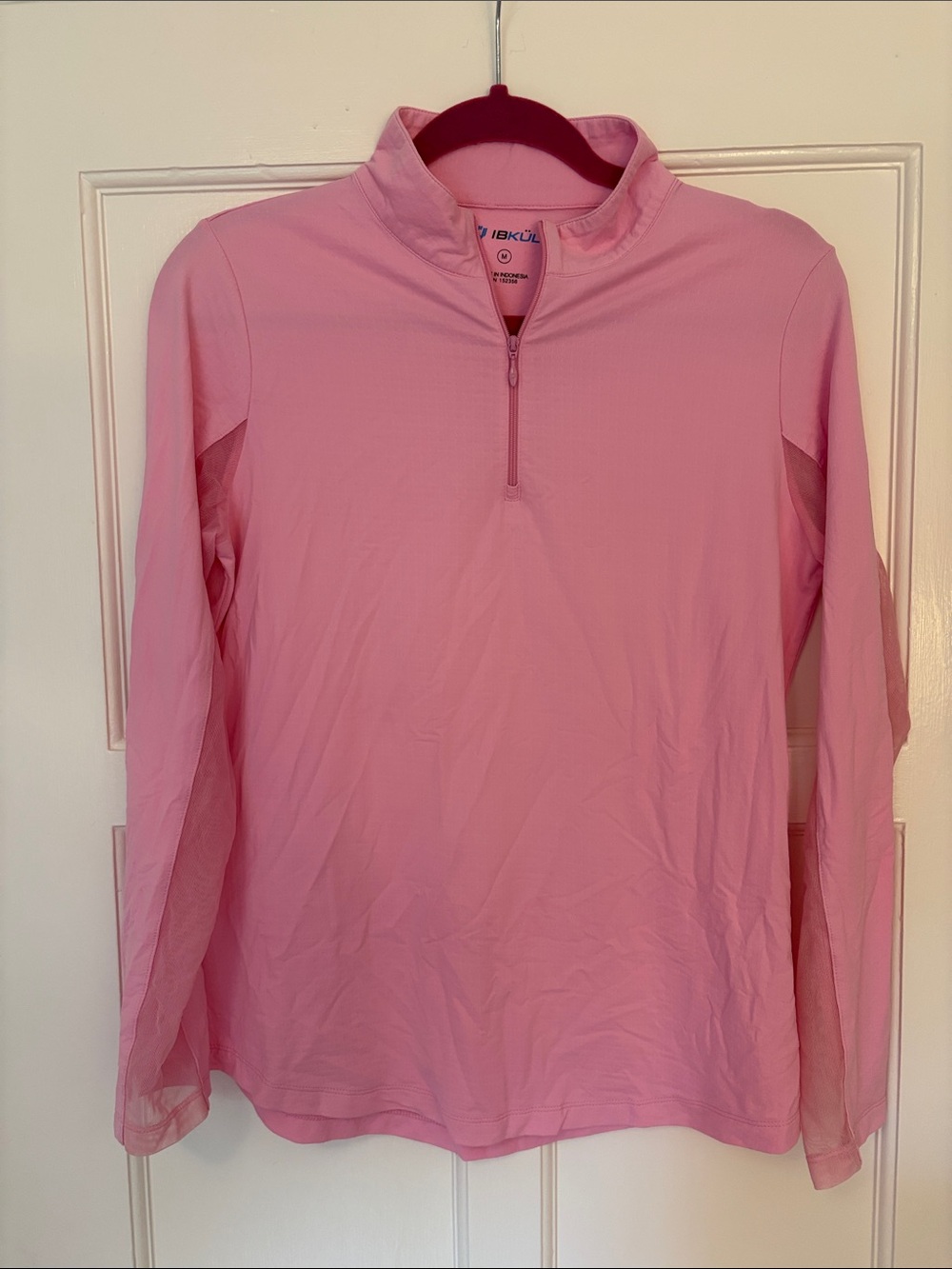 IBKUL Pink Lightweight Quarter-Zip Performance Top